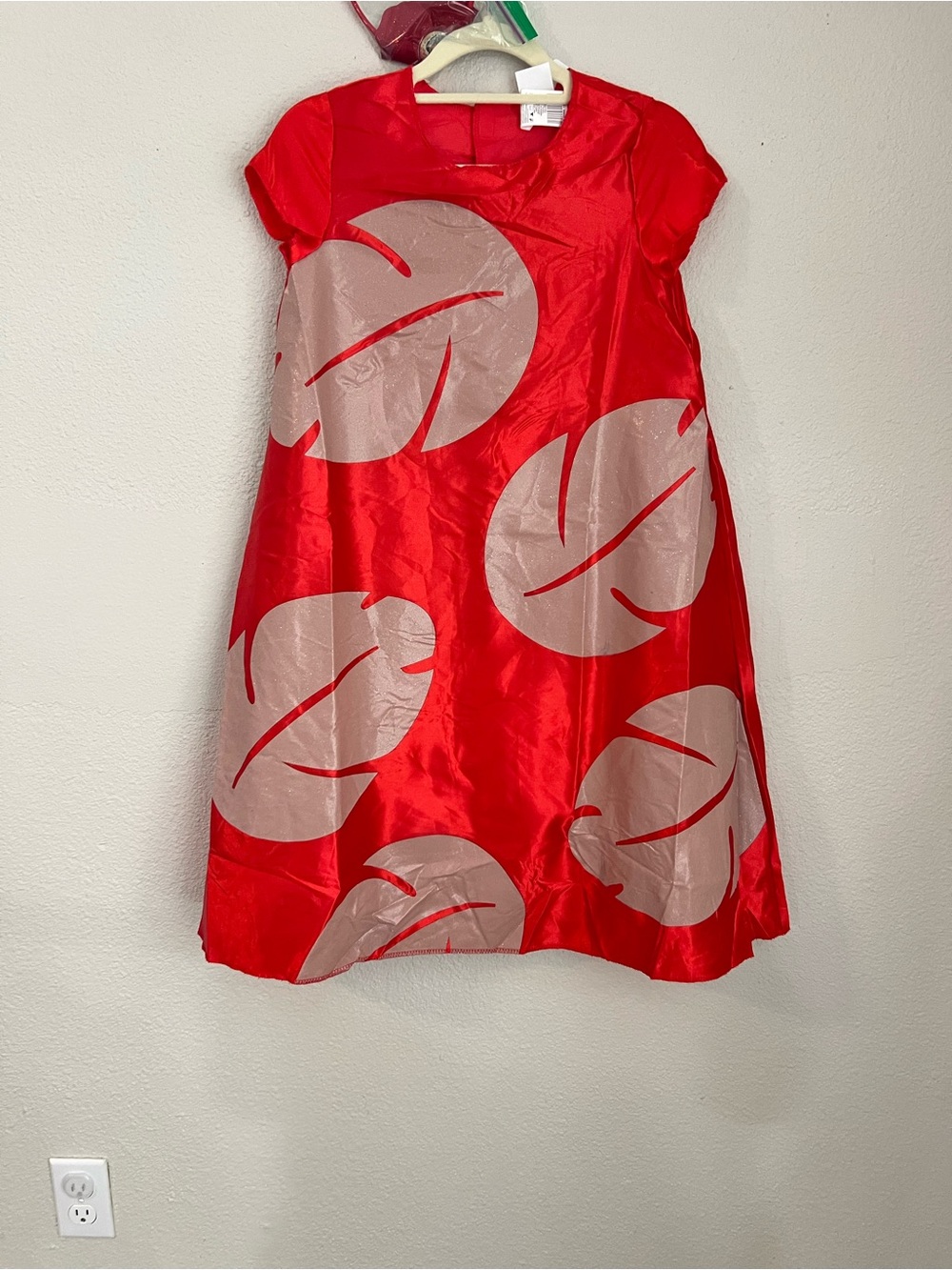 Disney Red Dress with Cream Leaf Print